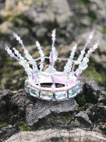 Handmade pale pink ribbon crown